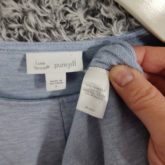 Pure Jill Luxe Tencel T-Shirt Dress‎ Long Sleeve Pocket Casual Blue Womens Small - Picture 8 of 9